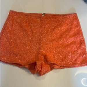 Women’s Charlotte Russe Coral Sequin shorts Sz L